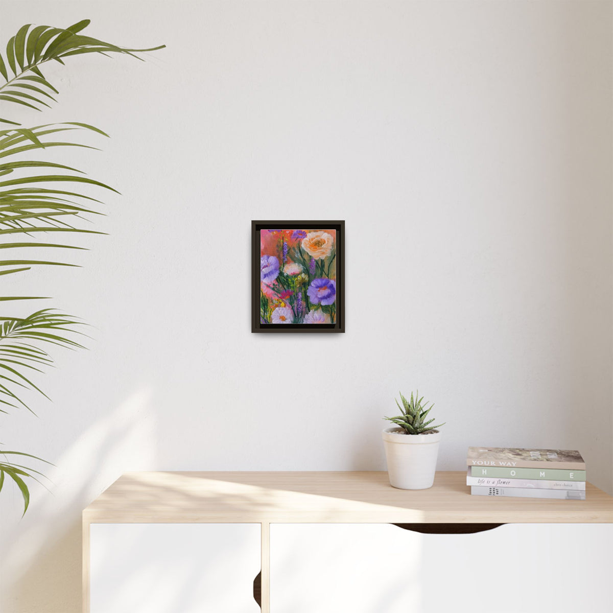 Framed Floral Canvas Print — Colorful Wildflower Bouquet Art
