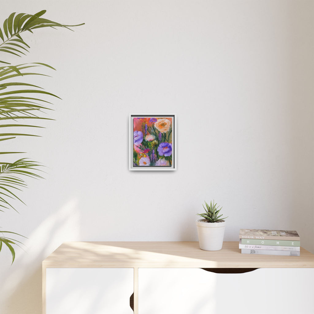 Framed Floral Canvas Print — Colorful Wildflower Bouquet Art