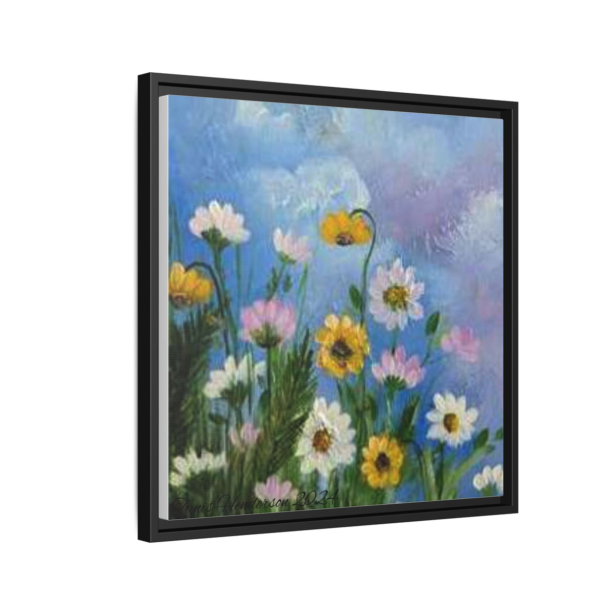 Framed Floral Meadow Canvas Print — Daisies & Wildflowers Art