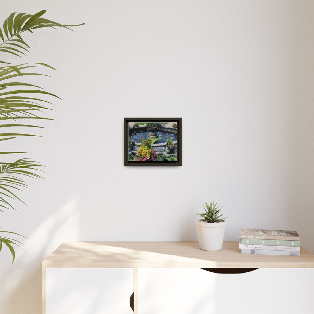 Framed Matte Canvas Fountain Garden Print