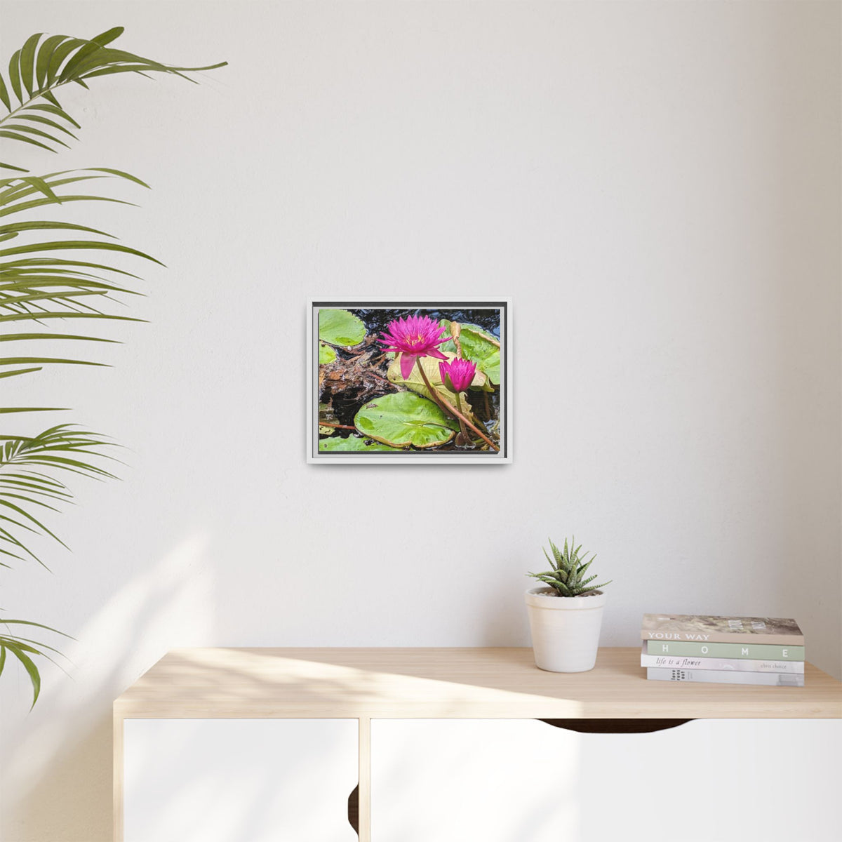 Pink Water Lily Matte Canvas Print (Framed)