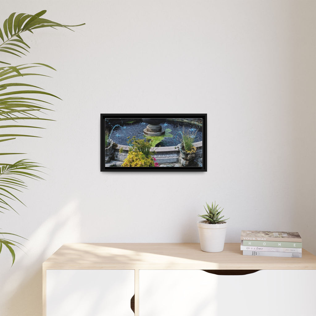 Framed Matte Canvas Fountain Garden Print