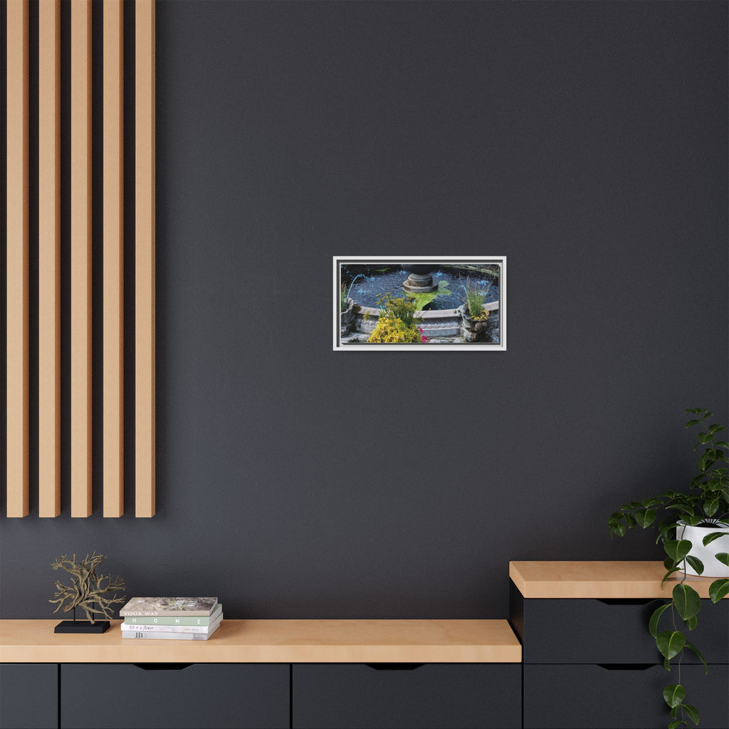 Framed Matte Canvas Fountain Garden Print