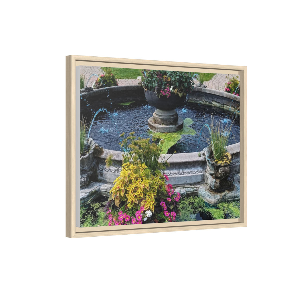 Framed Matte Canvas Fountain Garden Print