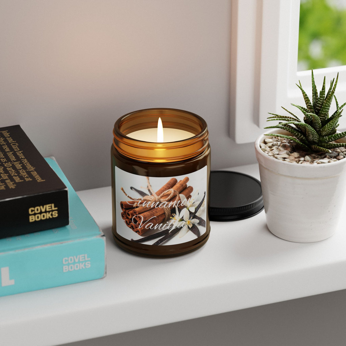 Cinnamon Vanilla Soy Candle — Scented Amber Jar (Multi-Size)