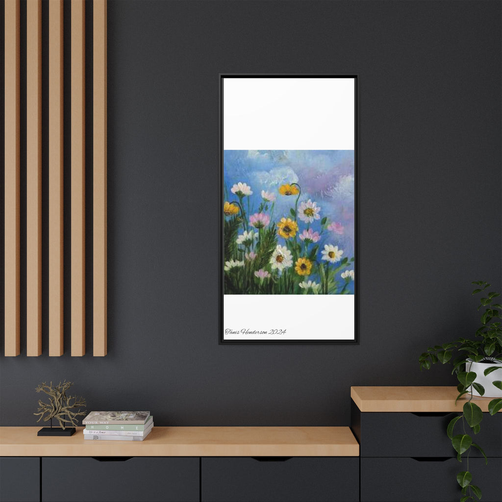 Framed Floral Meadow Canvas Print — Daisies & Wildflowers Art
