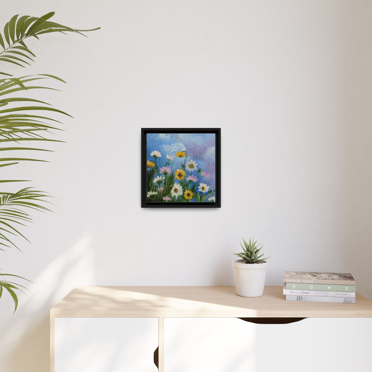 Framed Floral Meadow Canvas Print — Daisies & Wildflowers Art