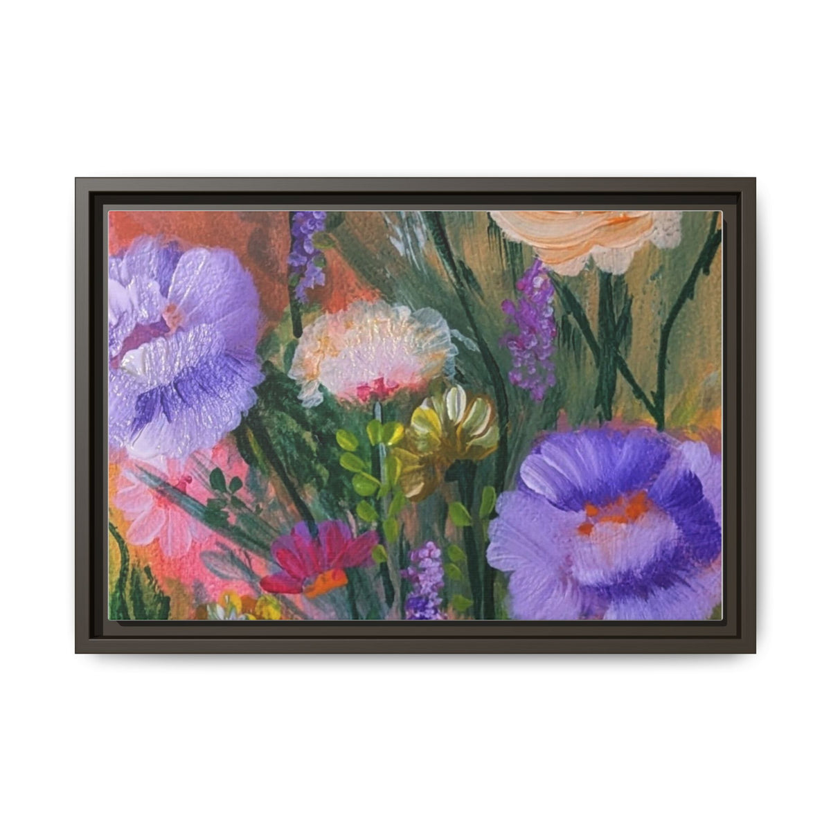 Framed Floral Canvas Print — Colorful Wildflower Bouquet Art