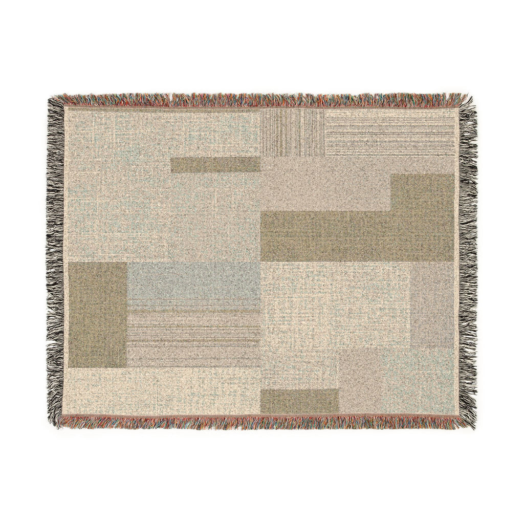 Modern Patchwork Woven Blanket – Neutral Geometric Throw for Living Room, Cozy Home Décor Gift