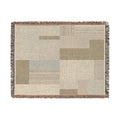 Modern Patchwork Woven Blanket – Neutral Geometric Throw for Living Room, Cozy Home Décor Gift