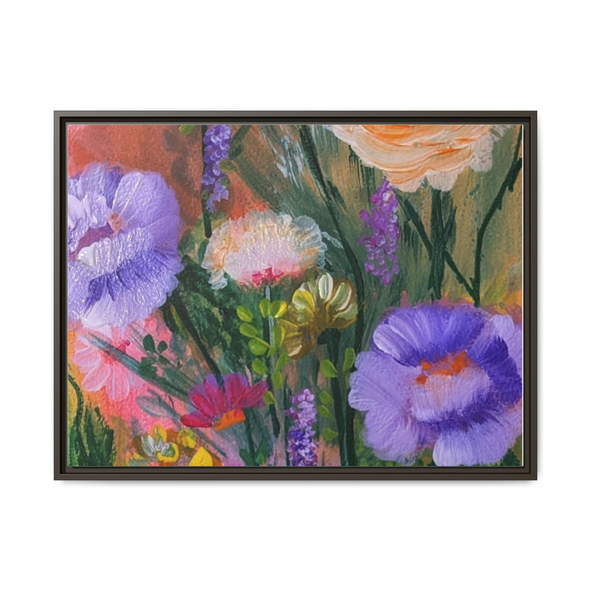 Framed Floral Canvas Print — Colorful Wildflower Bouquet Art