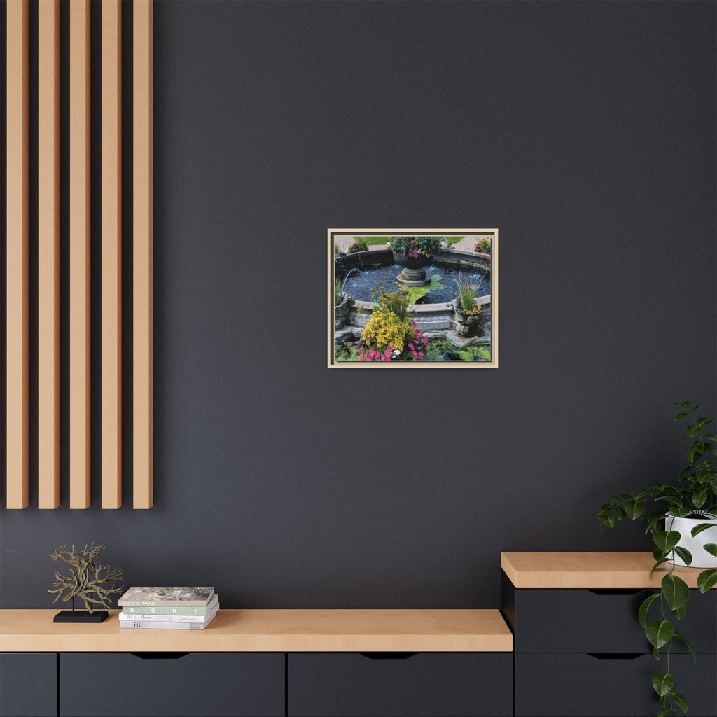 Framed Matte Canvas Fountain Garden Print