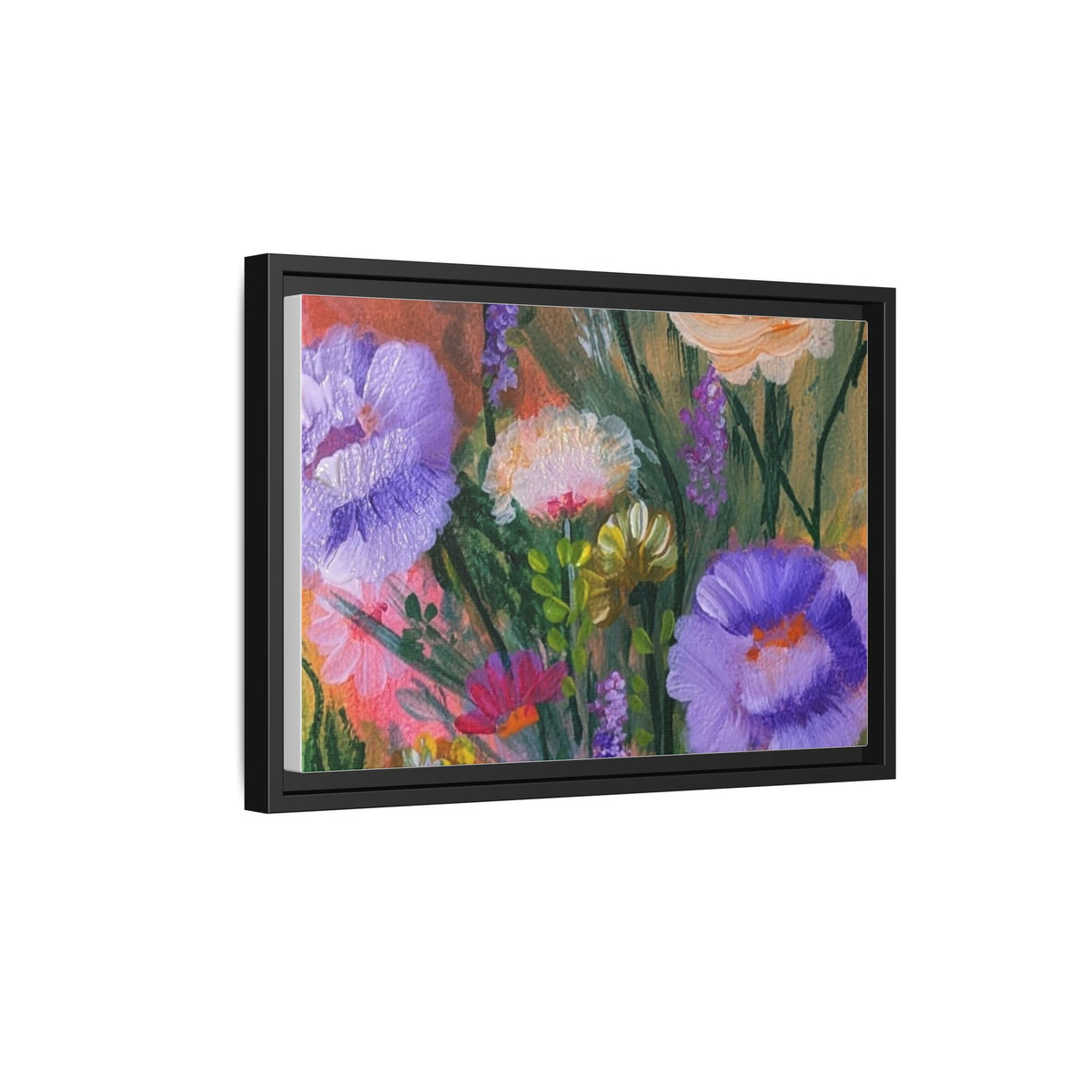 Framed Floral Canvas Print — Colorful Wildflower Bouquet Art