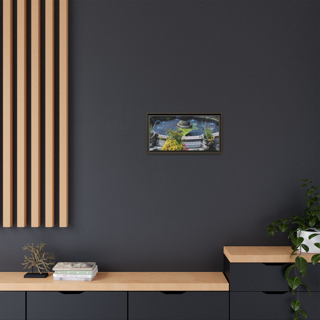 Framed Matte Canvas Fountain Garden Print