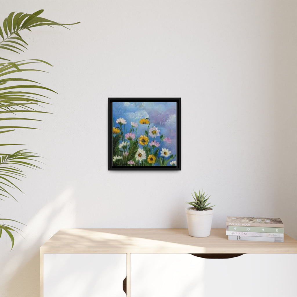 Framed Floral Meadow Canvas Print — Daisies & Wildflowers Art