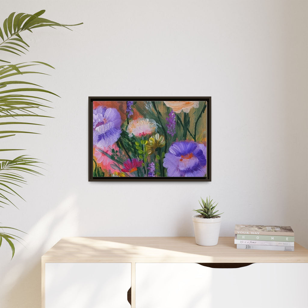 Framed Floral Canvas Print — Colorful Wildflower Bouquet Art