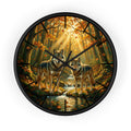 Wolf Forest Wall Clock — Autumn Woodland Wildlife Decor
