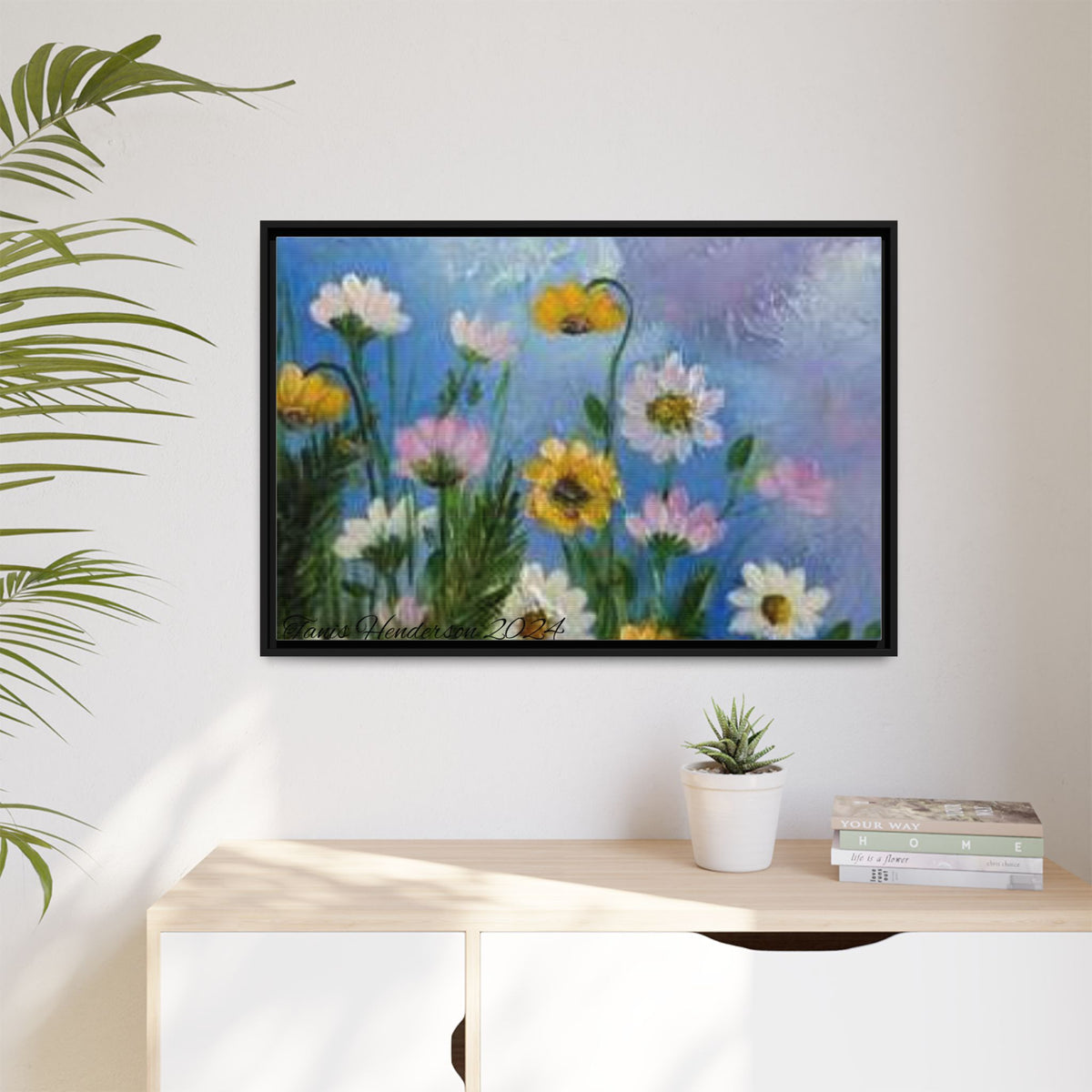 Framed Floral Meadow Canvas Print — Daisies & Wildflowers Art