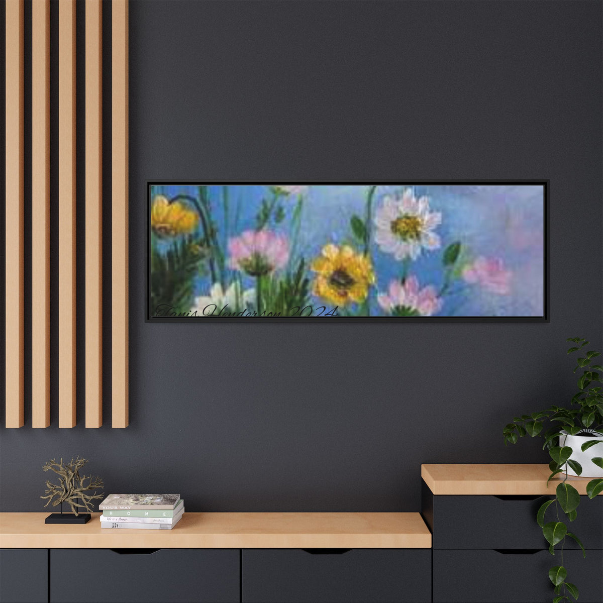 Framed Floral Meadow Canvas Print — Daisies & Wildflowers Art