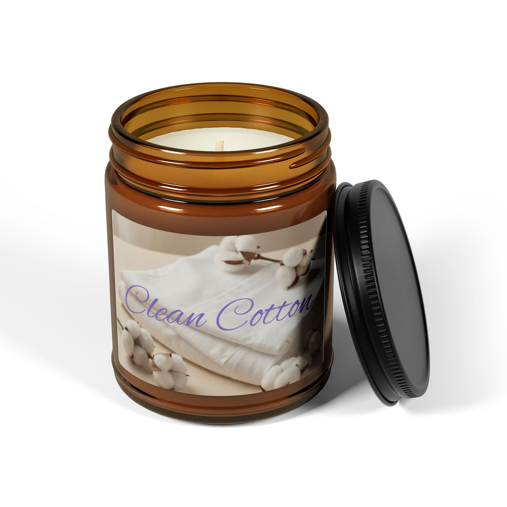 Clean Cotton Scented Soy Candle — Amber Jar (Multi-Size)