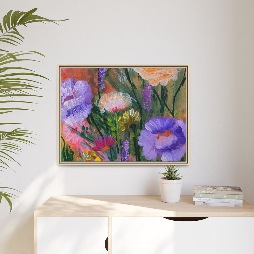 Framed Floral Canvas Print — Colorful Wildflower Bouquet Art