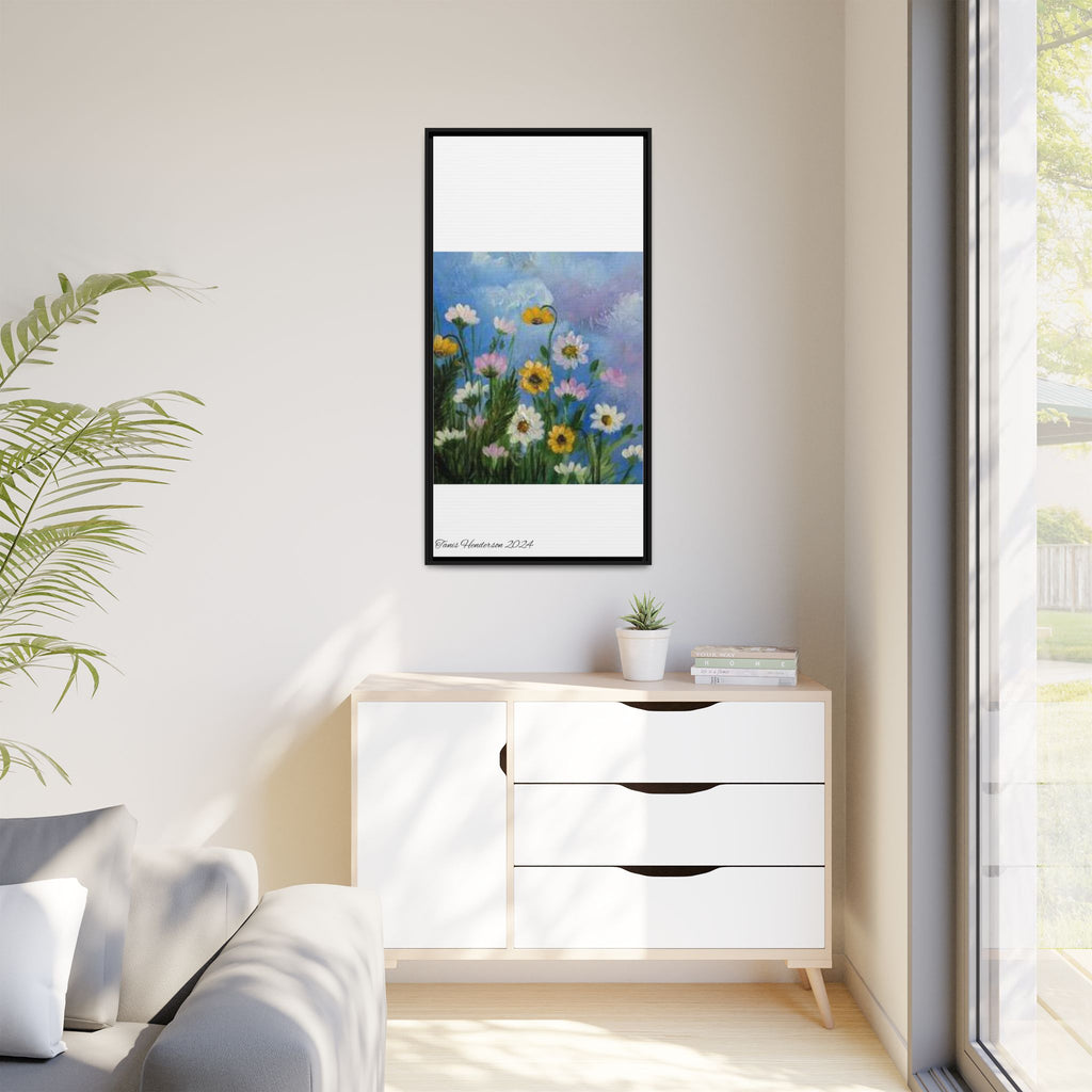 Framed Floral Meadow Canvas Print — Daisies & Wildflowers Art