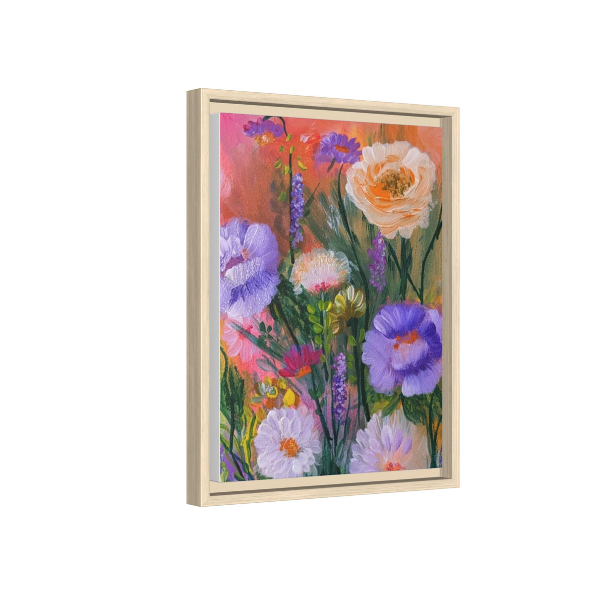 Framed Floral Canvas Print — Colorful Wildflower Bouquet Art