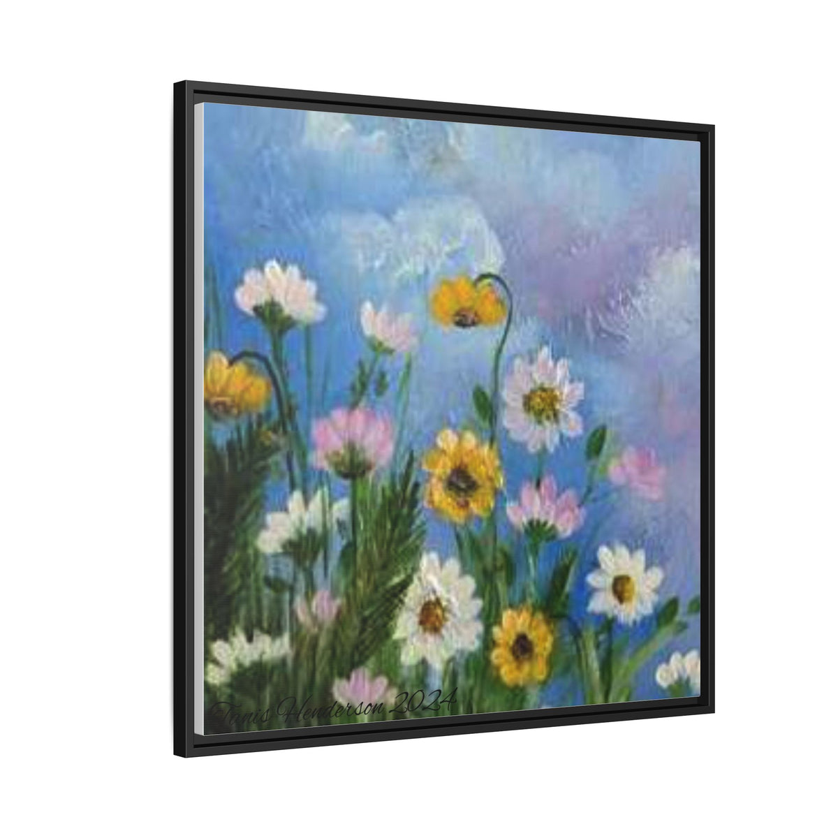 Framed Floral Meadow Canvas Print — Daisies & Wildflowers Art
