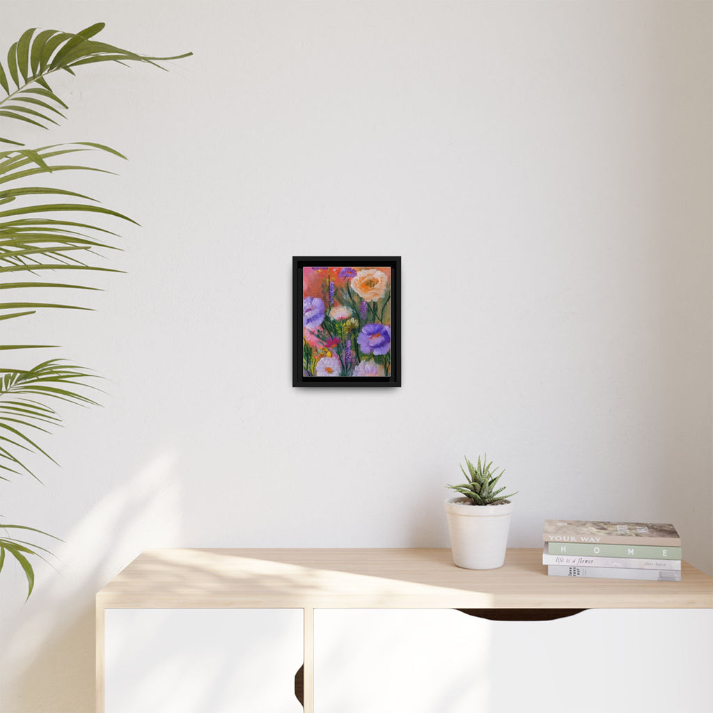 Framed Floral Canvas Print — Colorful Wildflower Bouquet Art