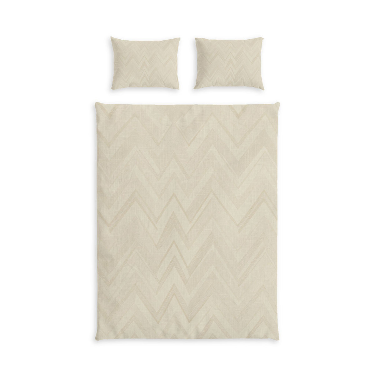 Chevron Cotton Bed Set – Neutral Beige Duvet Cover & Pillowcases