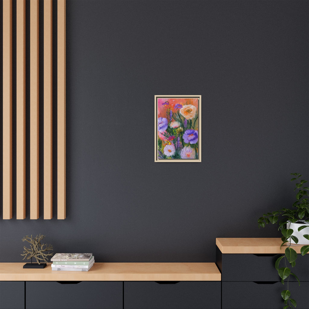 Framed Floral Canvas Print — Colorful Wildflower Bouquet Art