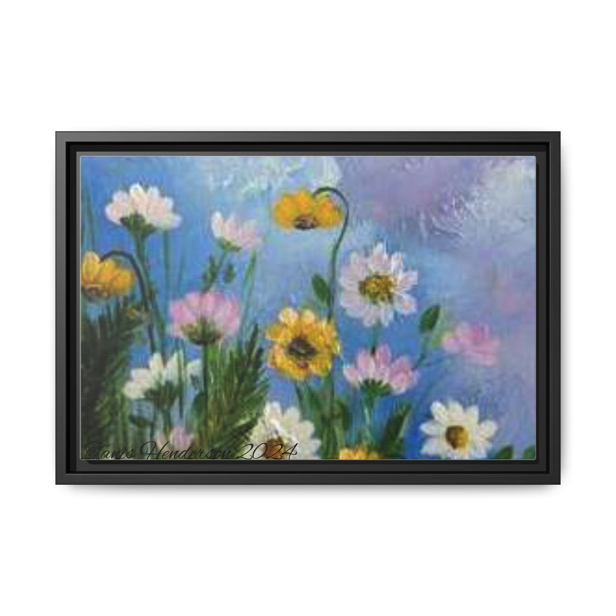 Framed Floral Meadow Canvas Print — Daisies & Wildflowers Art