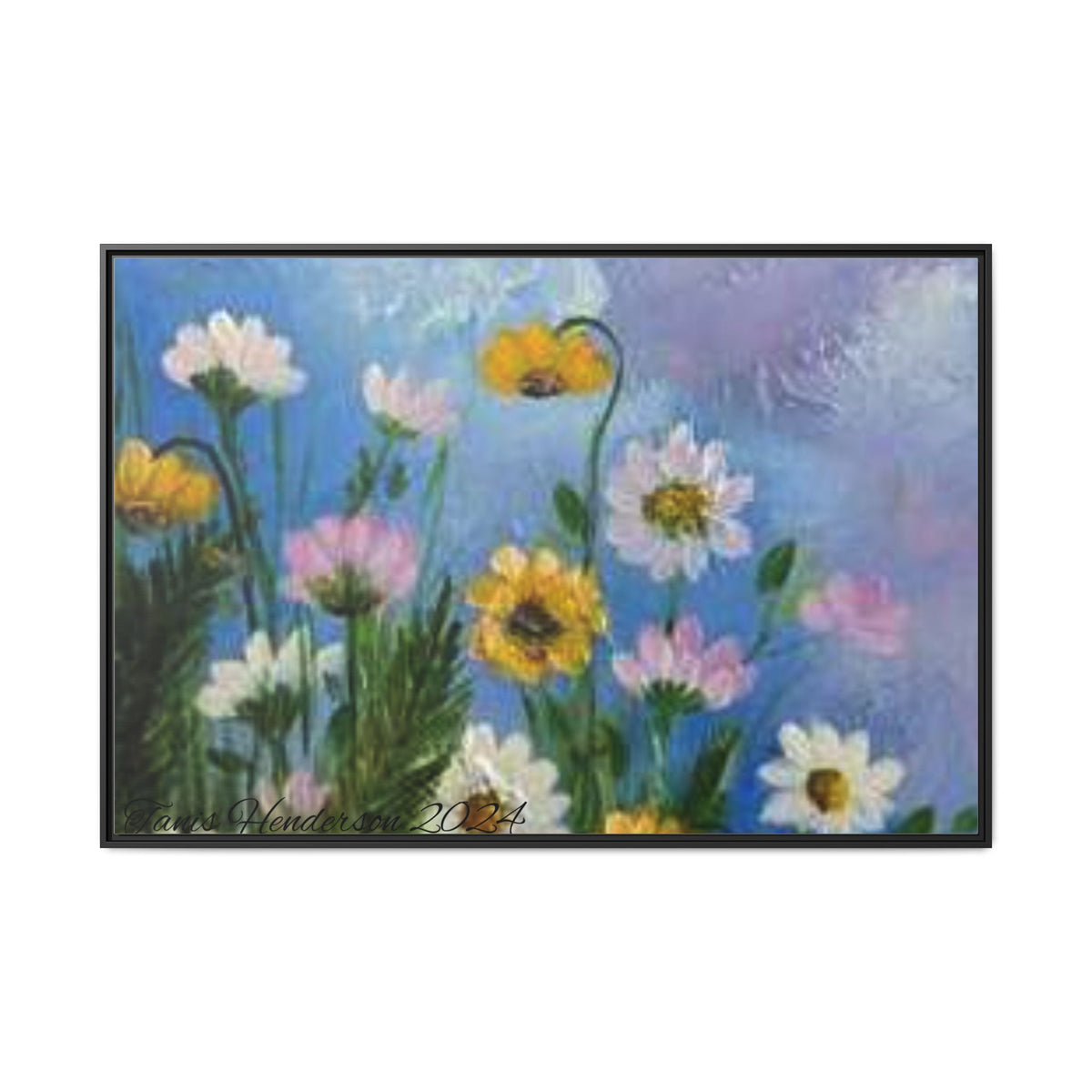 Framed Floral Meadow Canvas Print — Daisies & Wildflowers Art