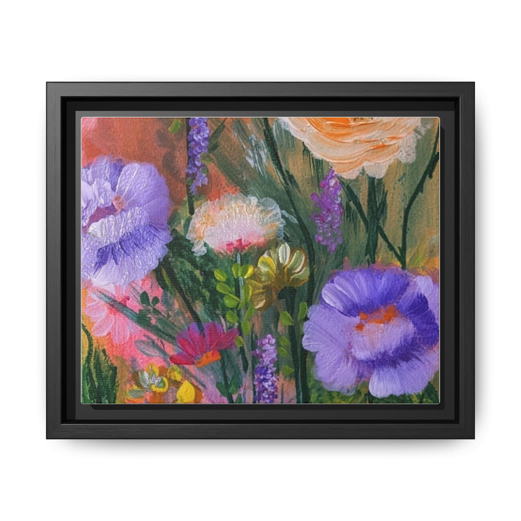 Framed Floral Canvas Print — Colorful Wildflower Bouquet Art
