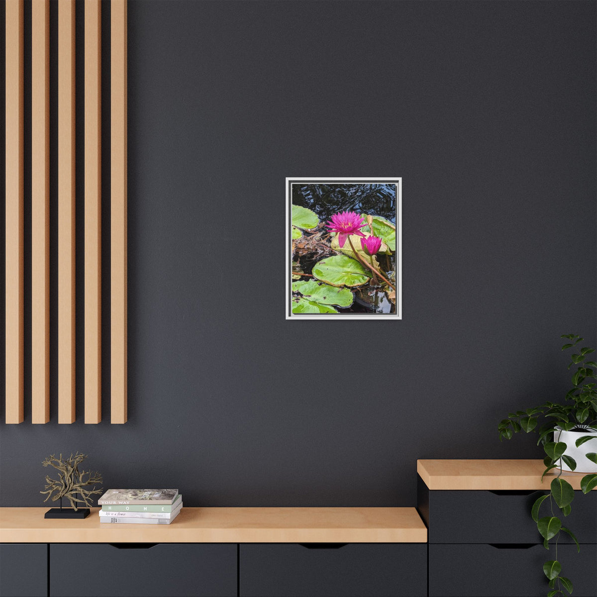 Pink Water Lily Matte Canvas Print (Framed)
