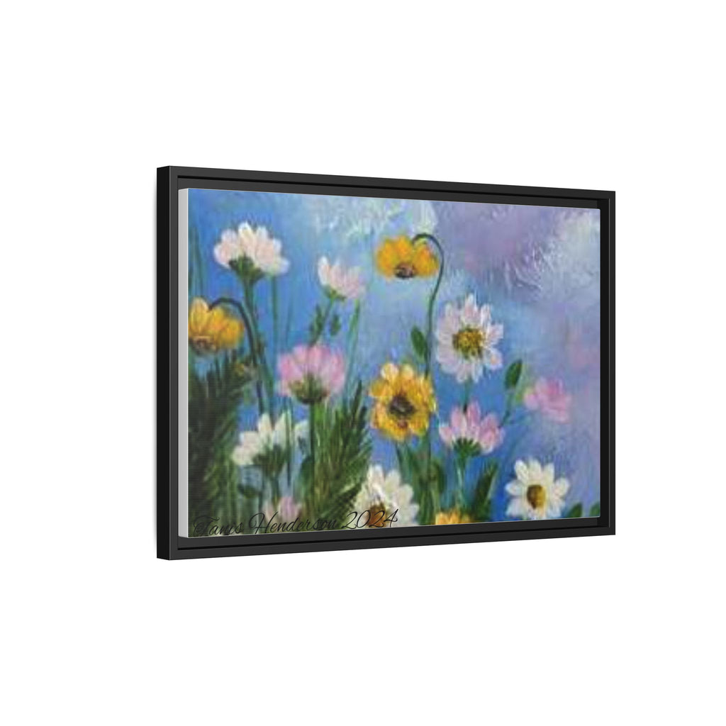 Framed Floral Meadow Canvas Print — Daisies & Wildflowers Art
