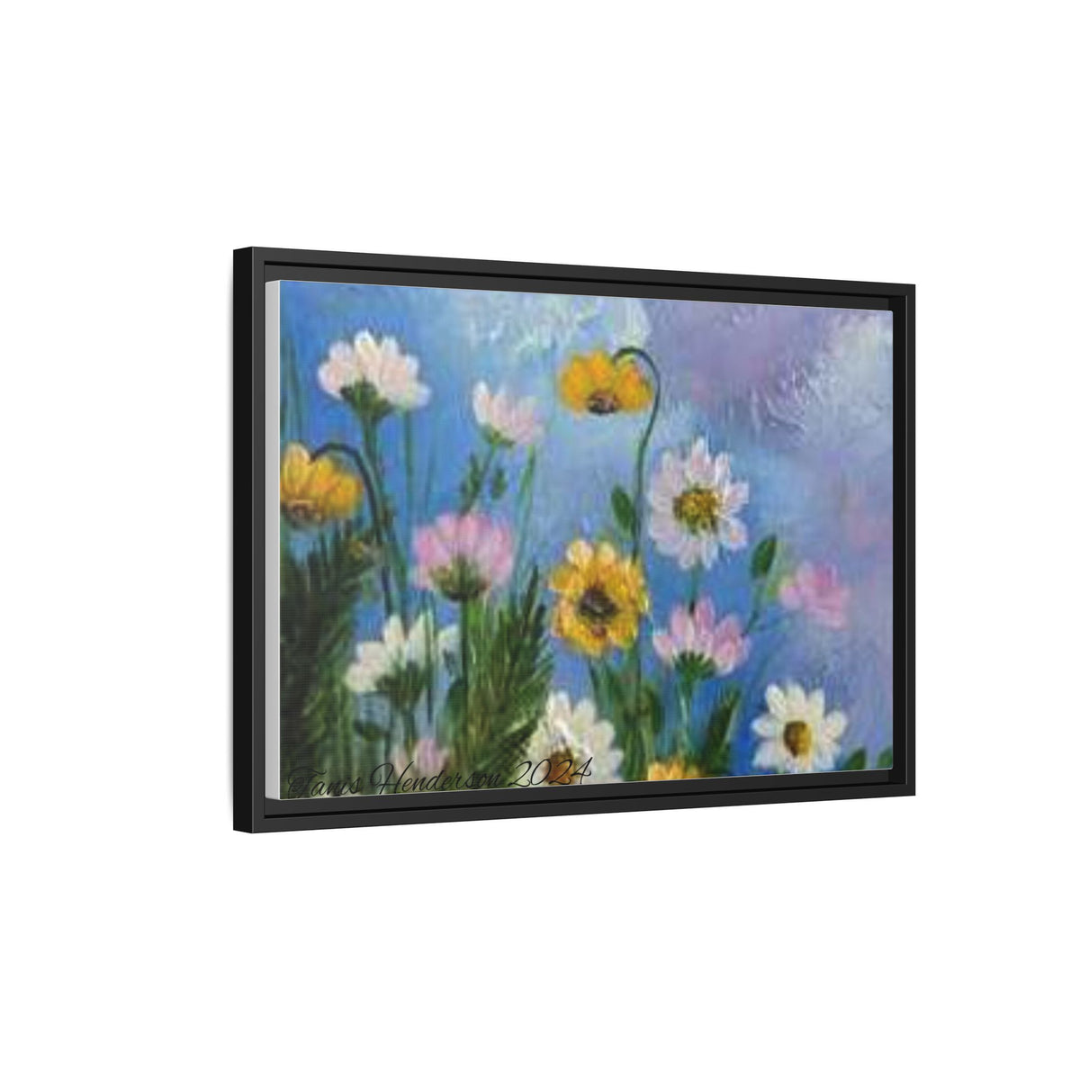 Framed Floral Meadow Canvas Print — Daisies & Wildflowers Art