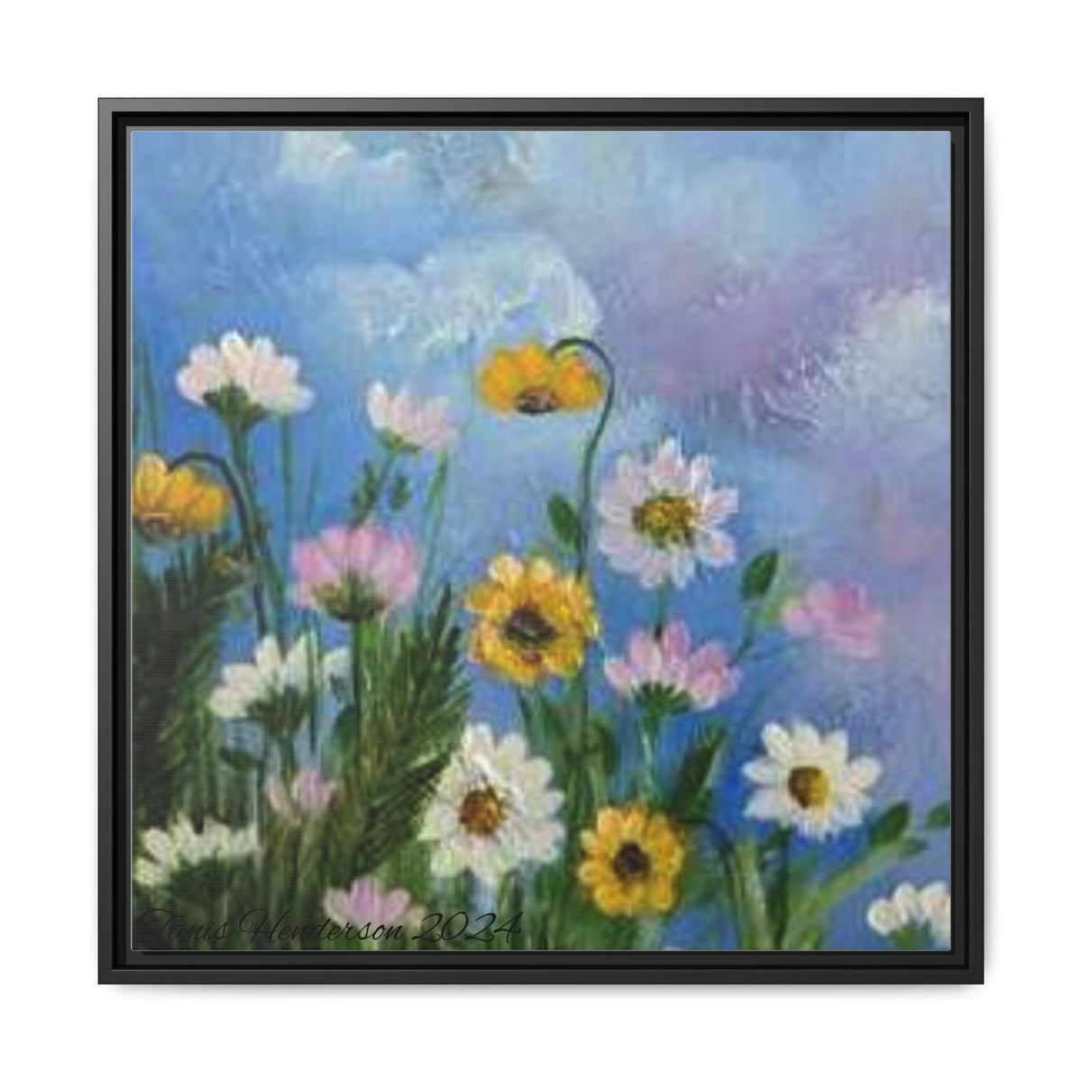 Framed Floral Meadow Canvas Print — Daisies & Wildflowers Art
