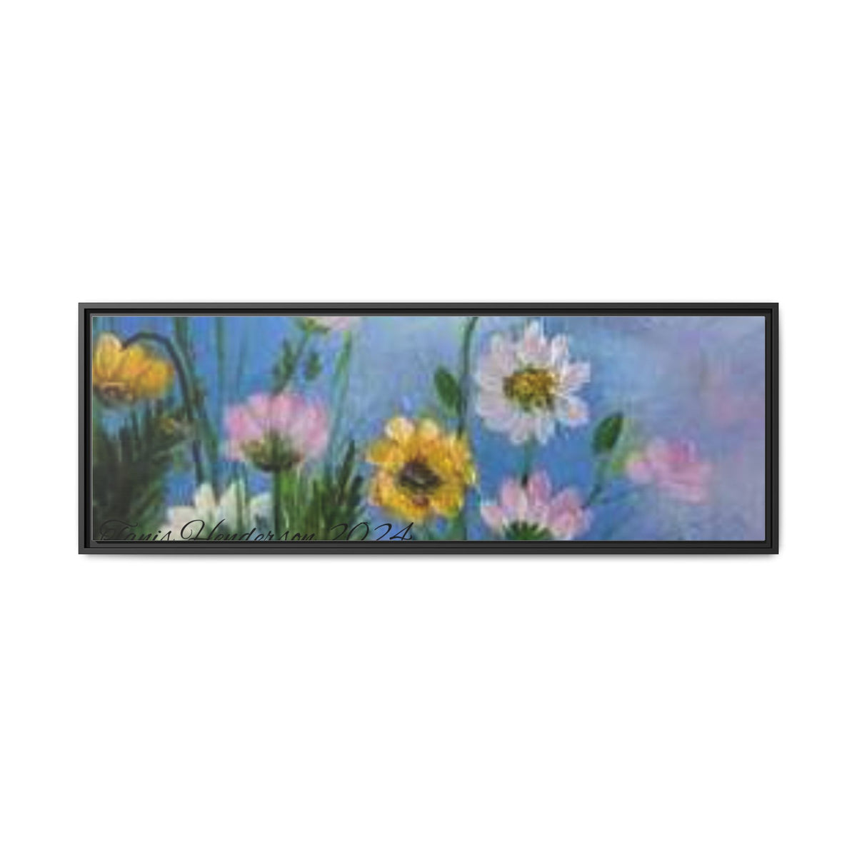 Framed Floral Meadow Canvas Print — Daisies & Wildflowers Art