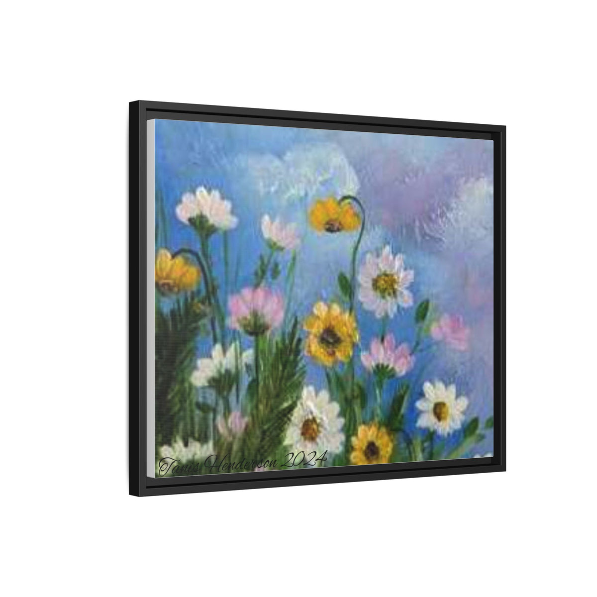 Framed Floral Meadow Canvas Print — Daisies & Wildflowers Art