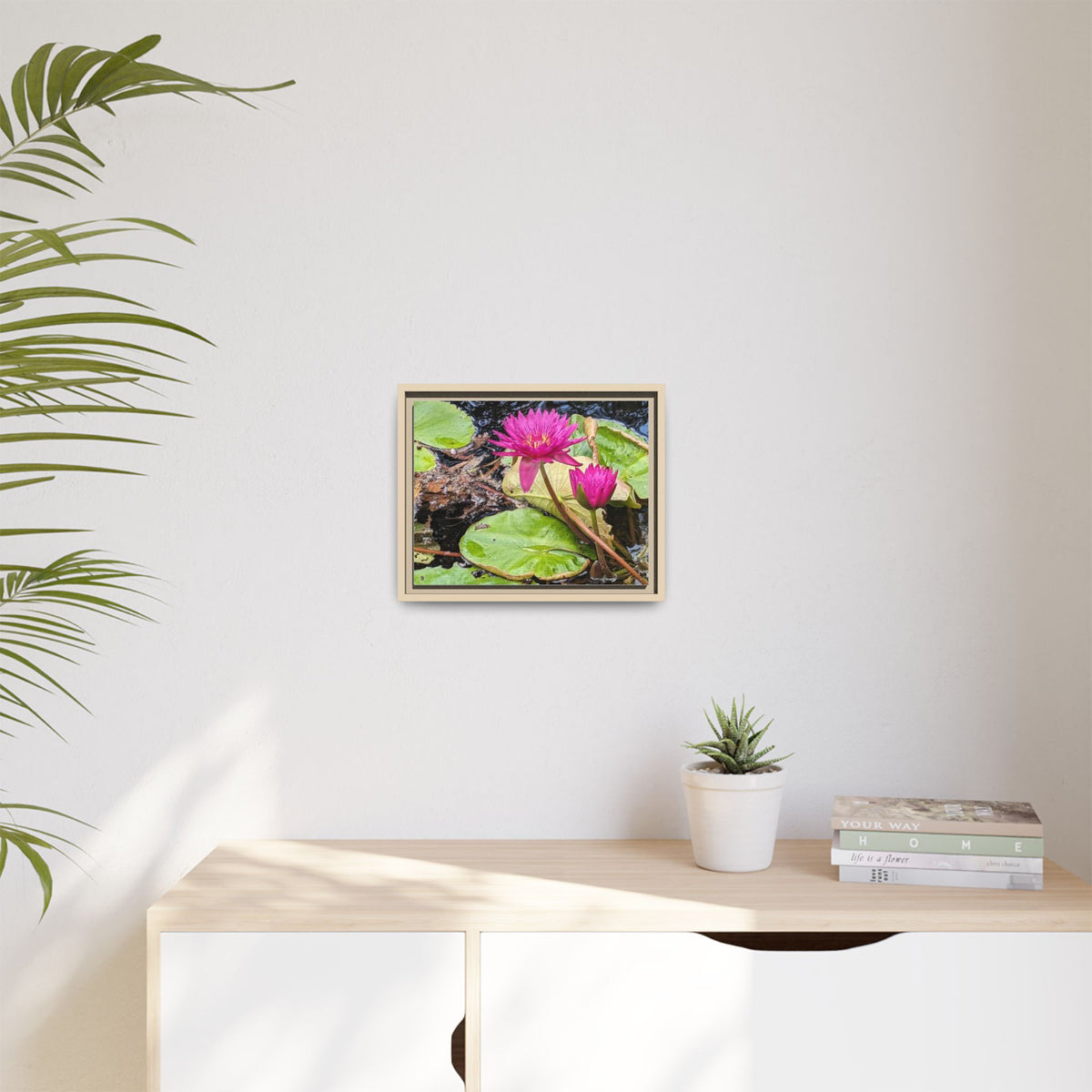 Pink Water Lily Matte Canvas Print (Framed)