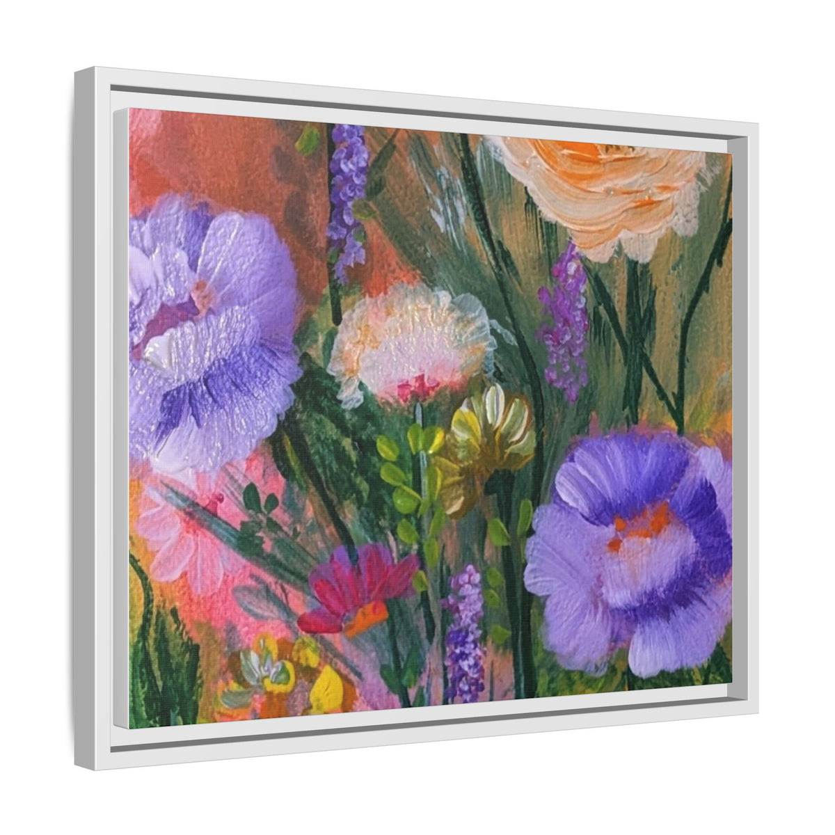 Framed Floral Canvas Print — Colorful Wildflower Bouquet Art