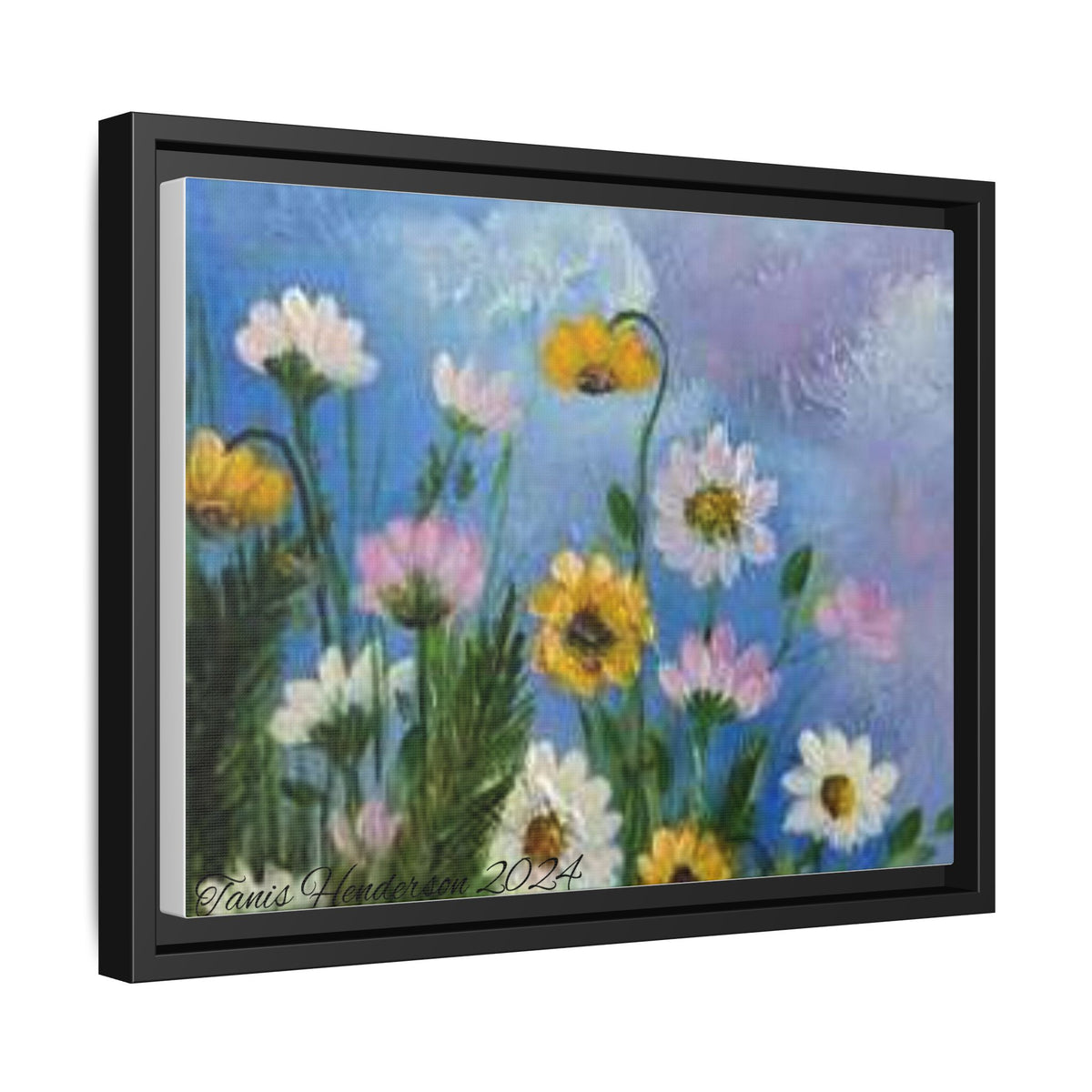 Framed Floral Meadow Canvas Print — Daisies & Wildflowers Art