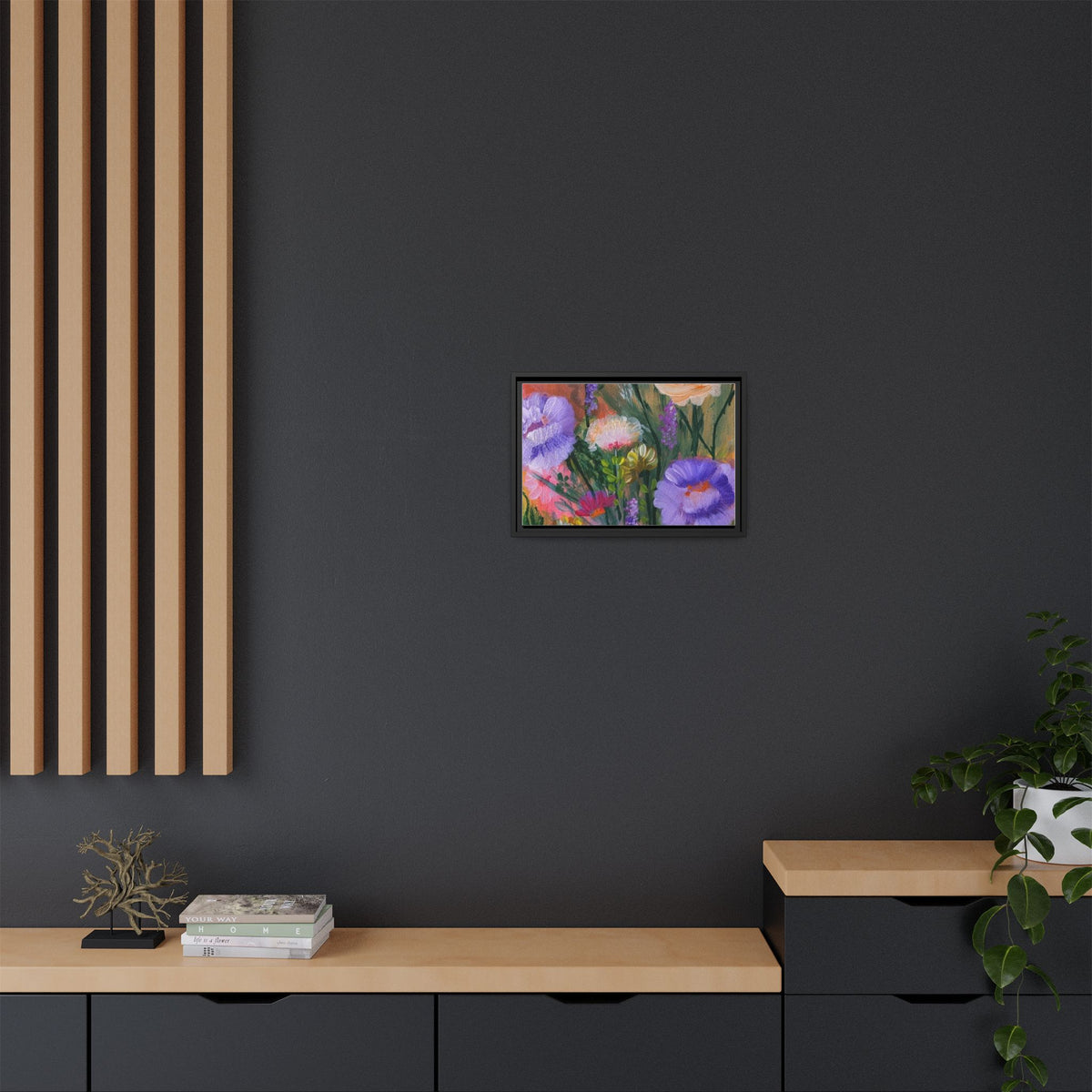 Framed Floral Canvas Print — Colorful Wildflower Bouquet Art