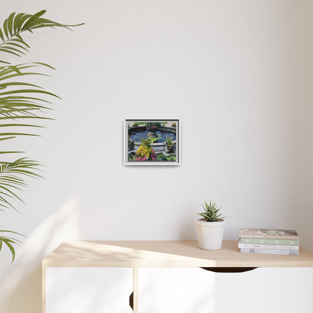 Framed Matte Canvas Fountain Garden Print