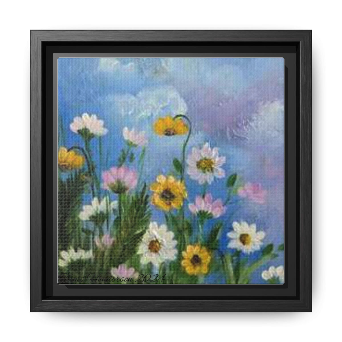 Framed Floral Meadow Canvas Print — Daisies & Wildflowers Art