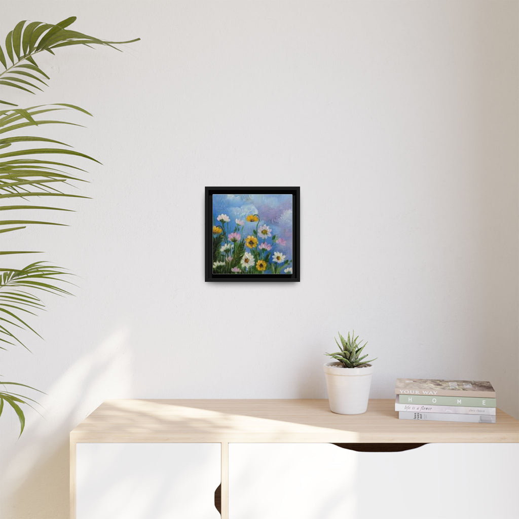 Framed Floral Meadow Canvas Print — Daisies & Wildflowers Art
