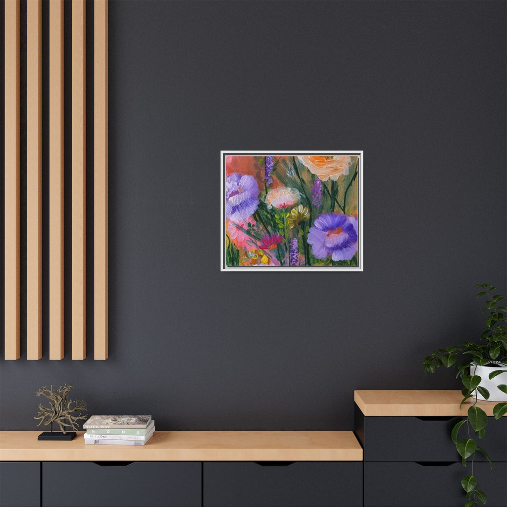 Framed Floral Canvas Print — Colorful Wildflower Bouquet Art