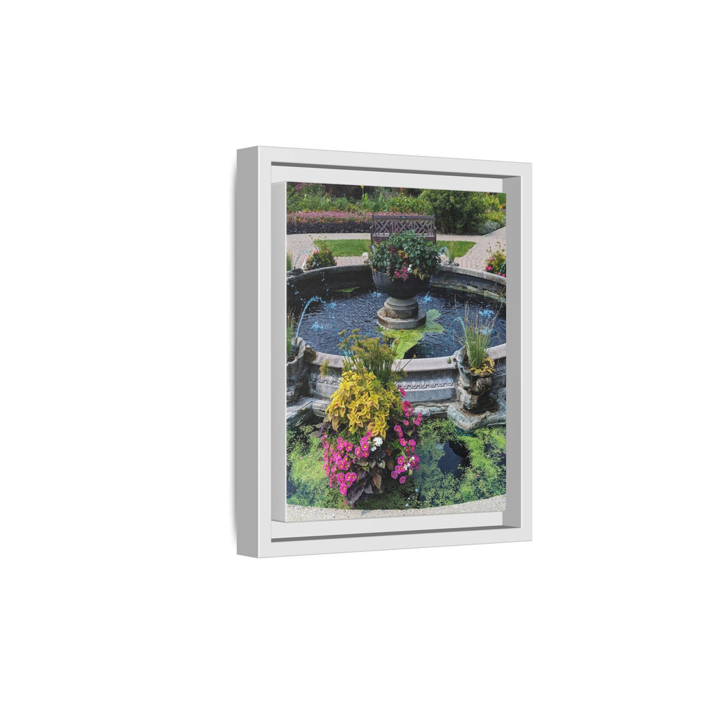 Framed Matte Canvas Fountain Garden Print