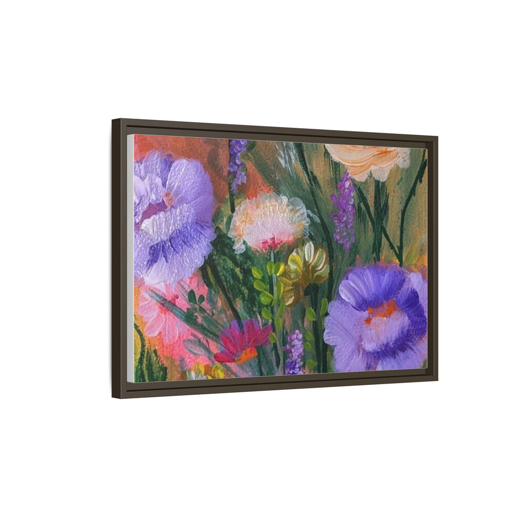 Framed Floral Canvas Print — Colorful Wildflower Bouquet Art